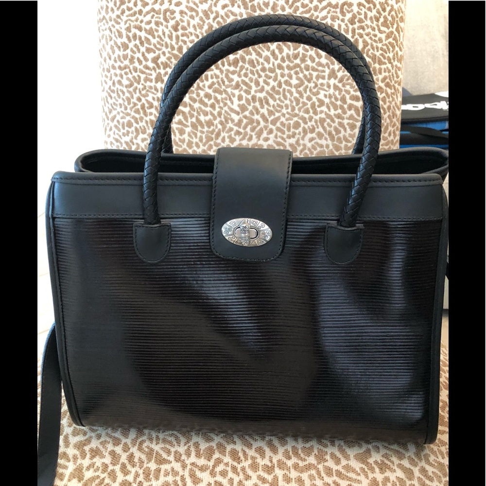 Brighton black leather handbag with shoulder strap